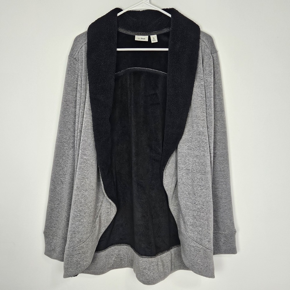 LL Bean Cardigan Women's Sz XL Open Front Fleece Long Sleeve Pockets Warm‎ Cozy